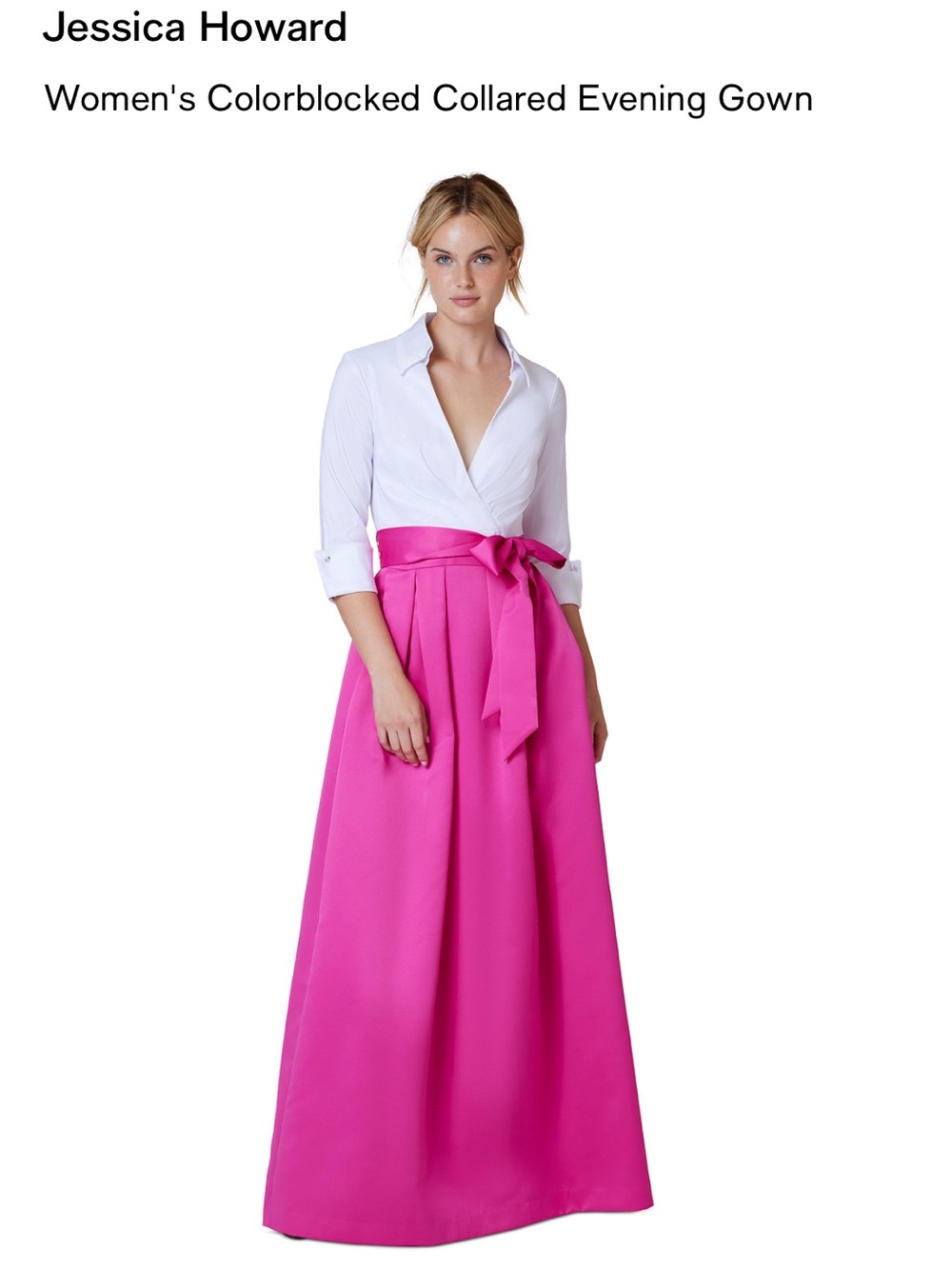 Jessica Howard Hot Pink Colorblocked Maxi Skirt with Sash